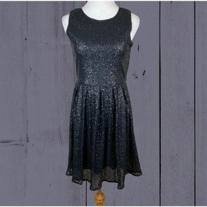 Issi|Fit & Flare Sequin Dress|Small S|Black|Knee Length|Lined|Sleeveless